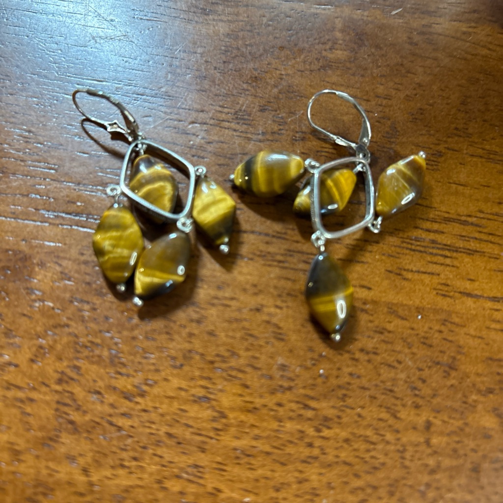 Er121 925 Tigers Eye Dangle Earrings 25$